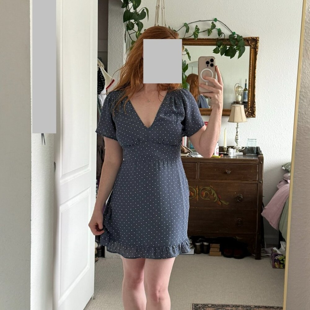 Abercrombie & Fitch Blue and White Polka Dot Mini Dress (Sz Small)